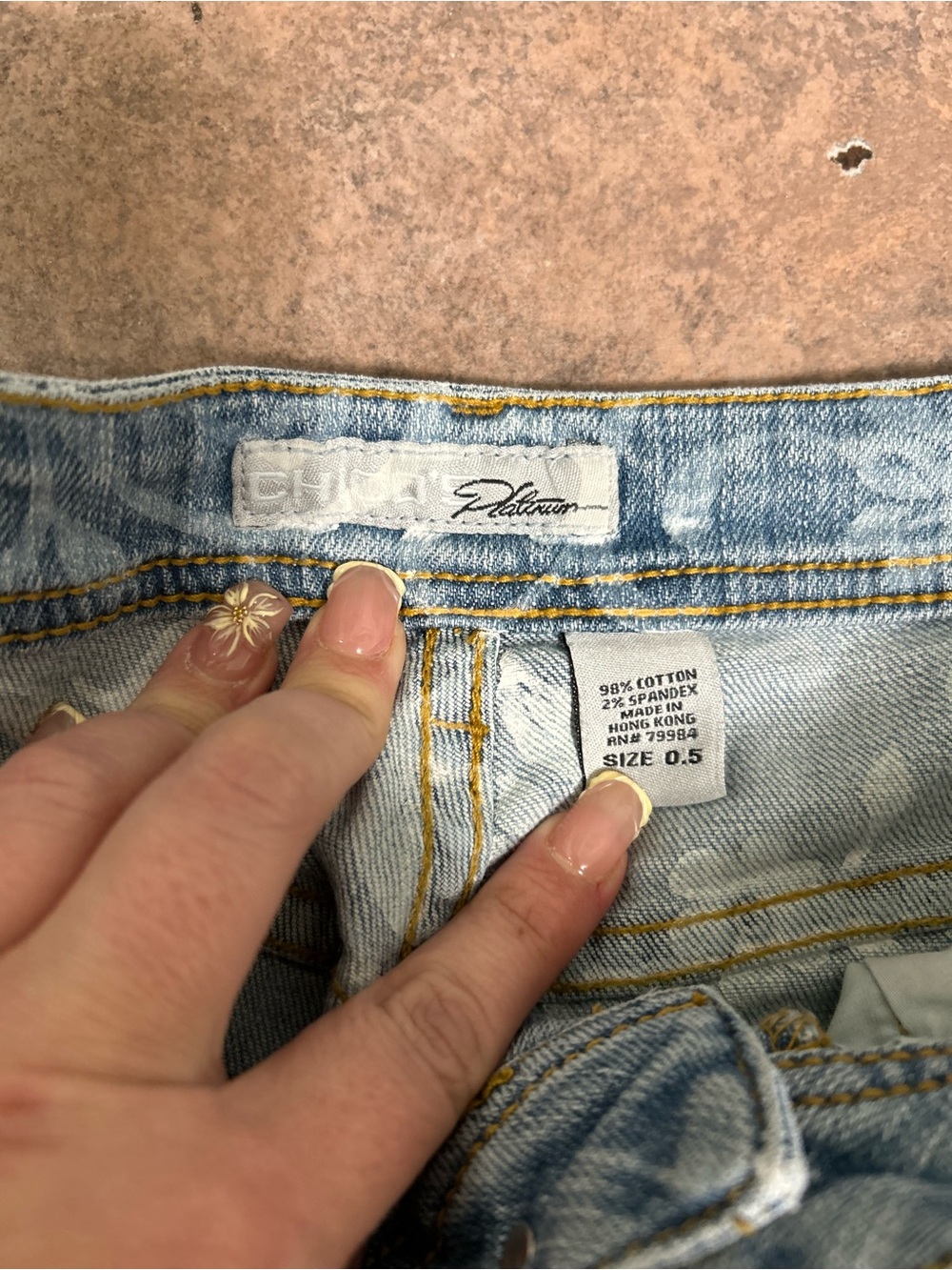 Chico's Light Blue Floral-Print Wide Leg Jeans - Picture 4 of 5